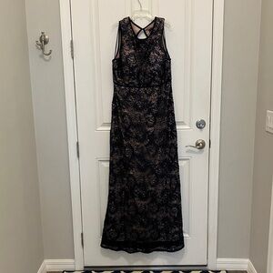 Elegant Navy Lace Sequin Evening Prom Gown Size 16W